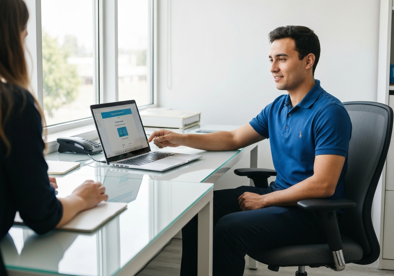 Mitarbeiter beantwortet Kollegen-Frage über das interne Hilfeportal